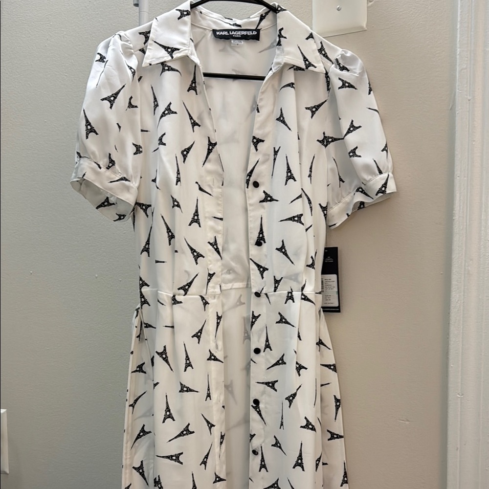 Karl Lagerfeld White Peplum Midi Dress